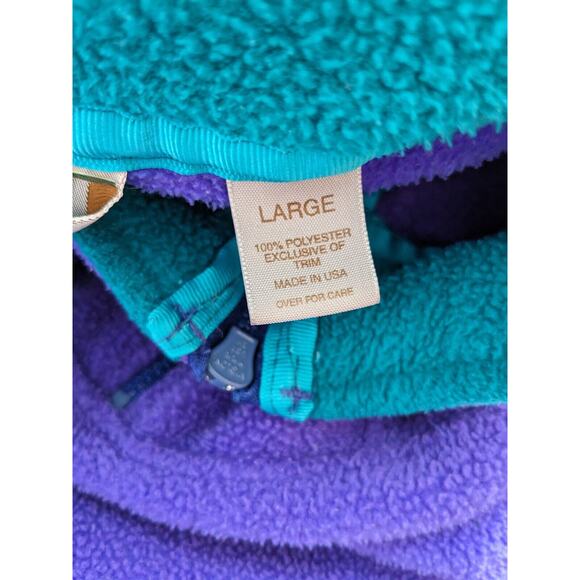 Vintage Fleece 1/2 Zip Jacket Purple Teal 90s Pullover Gorpcore Ski Pocket Usa L - Picture 9 of 10